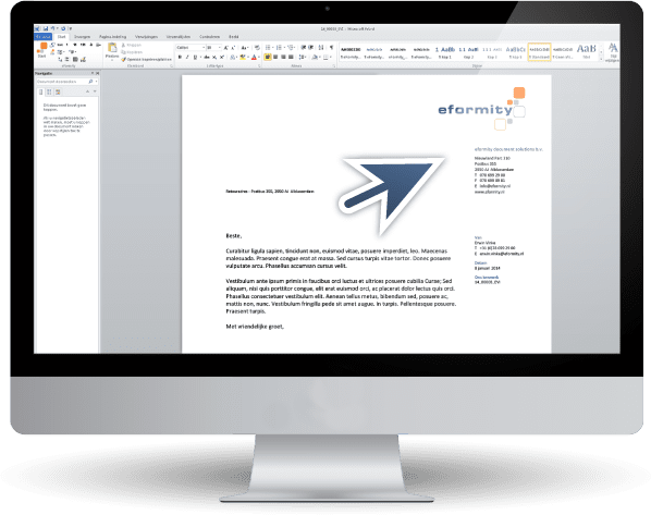 A screen displaying an eformity document in Microsoft Word