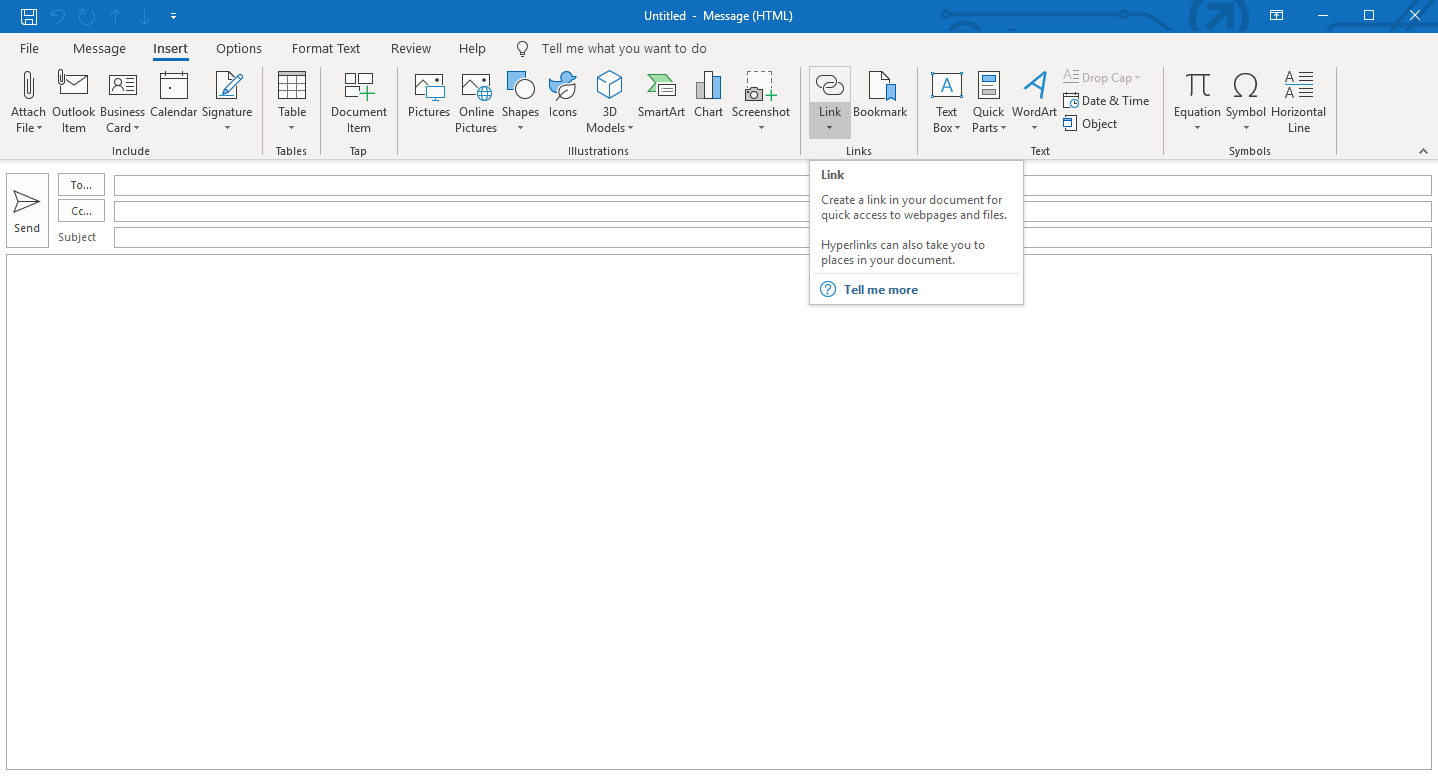 hyperlink toevoegen in microsoft Outlook